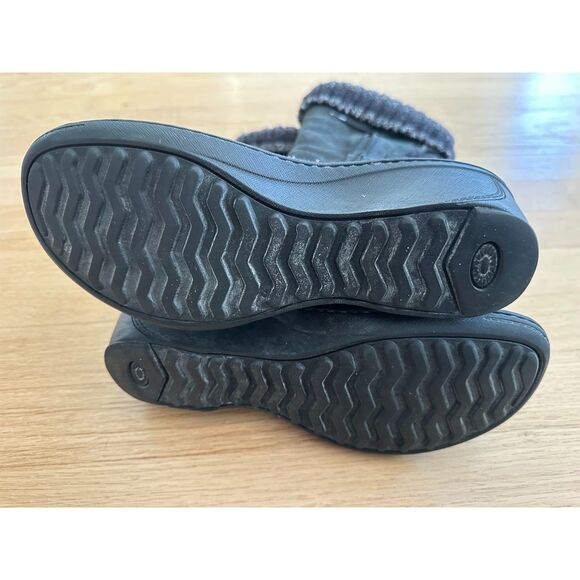 Ugg Skylar Wedge Boots Black Leather Knit Cuff Mid Calf Winter Casual size 8 - Picture 5 of 11